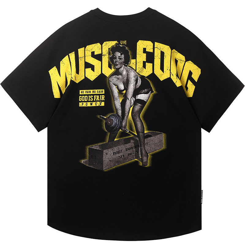 肌肉狗 时尚性感印花运动T恤男夏季新款宽松透气休闲训练健身短袖,淘宝优惠券,粉丝福利购,淘宝优惠卷