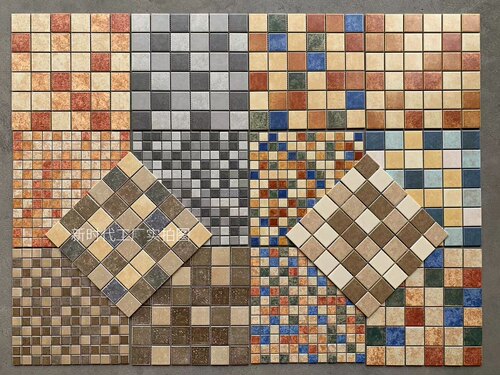 外墙田园复古五彩仿古陶瓷马赛克玄关厨房卫生间阳台防滑瓷砖背景 - 图0