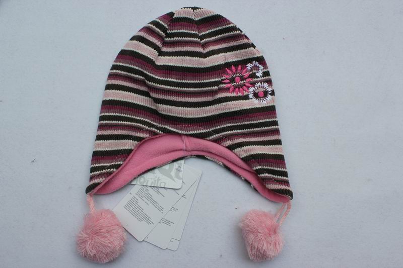 外贸冬季加厚保暖全棉女童条纹针织帽子围巾手套加长三件套包邮