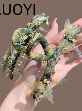 日韩清新蝴蝶水晶鲨鱼夹发量多
