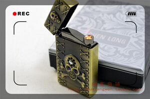 正品晨龙 电子触摸感应打火机 骷髅头创意 直冲充气体打火机 男士