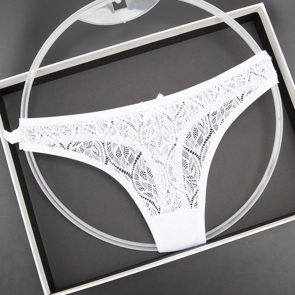 新款女士内衣蝴蝶结蕾丝镂空低腰性感丁字裤舒适裆部纯棉