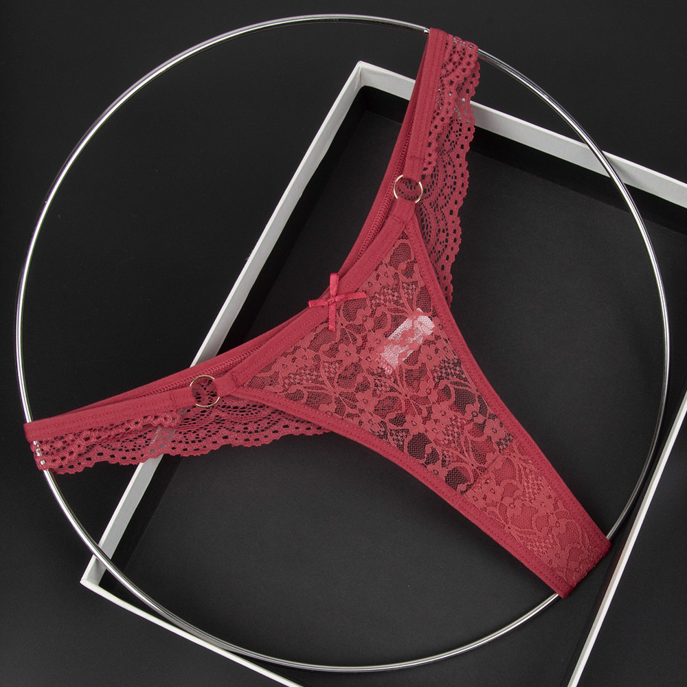 橄榄黄女士低腰内裤蕾丝透视蝴蝶结装饰丁字裤,淘宝优惠券,粉丝福利购,淘宝优惠卷