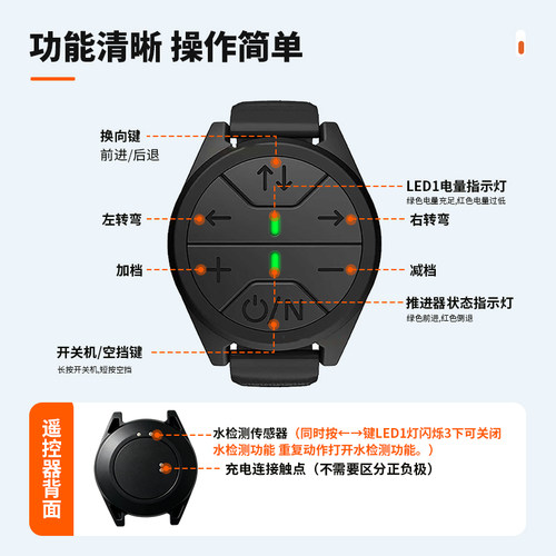 趣典 KEDEAN 推进器遥控手表 桨板皮划艇无线防水遥控器配件 - 图2