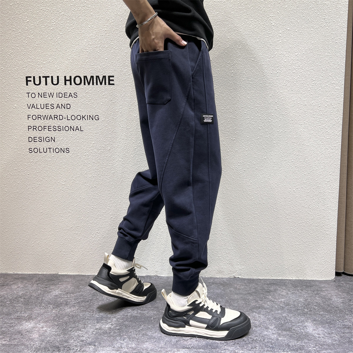 日系复古束脚休闲运动裤卫裤男秋冬水洗剪裁宽松型小脚流行哈伦裤,淘宝优惠券,粉丝福利购,淘宝优惠卷