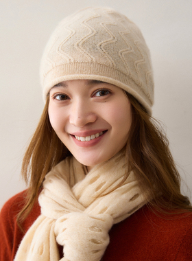 羊绒帽子女100%纯山羊绒秋冬
