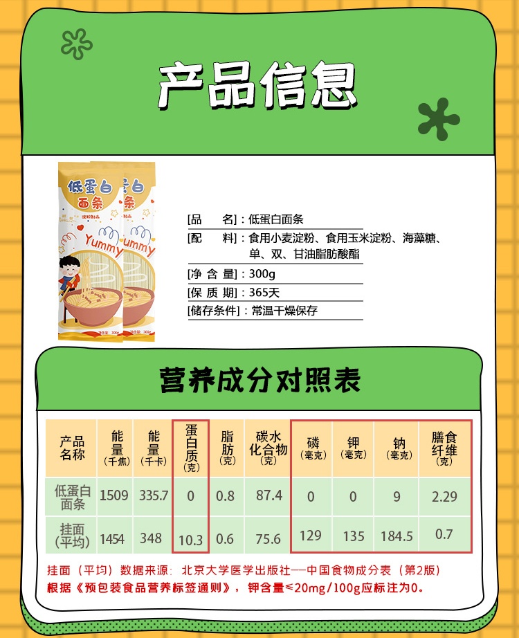 包邮颖智低蛋白面条PKU主食0蛋白无麸质挂面易过敏宝宝食品300g - 图0