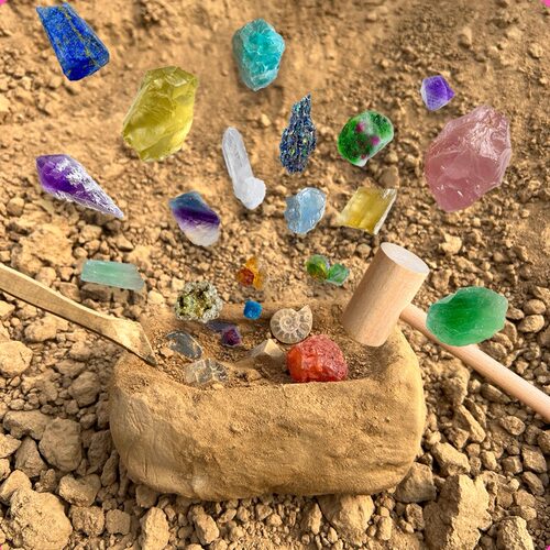 天然真水晶矿石标本挖掘diy手工寻宝石玩具考古盲盒儿童生日礼物 - 图3