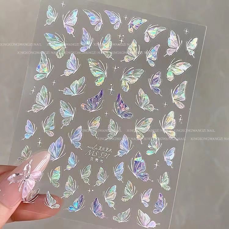 爆款蝴蝶流光贴纸高级平面幻彩美甲缤纷仙女指甲极光功能美甲贴纸,淘宝优惠券,粉丝福利购,淘宝优惠卷
