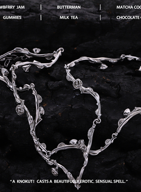 925银荆棘玫瑰项链暗黑哥特