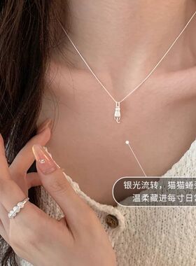 猫咪项链银饰艺术生高级感2026新款轻奢小众女款配饰夏天