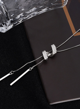 925银冷淡风螺纹吊坠锁骨链女