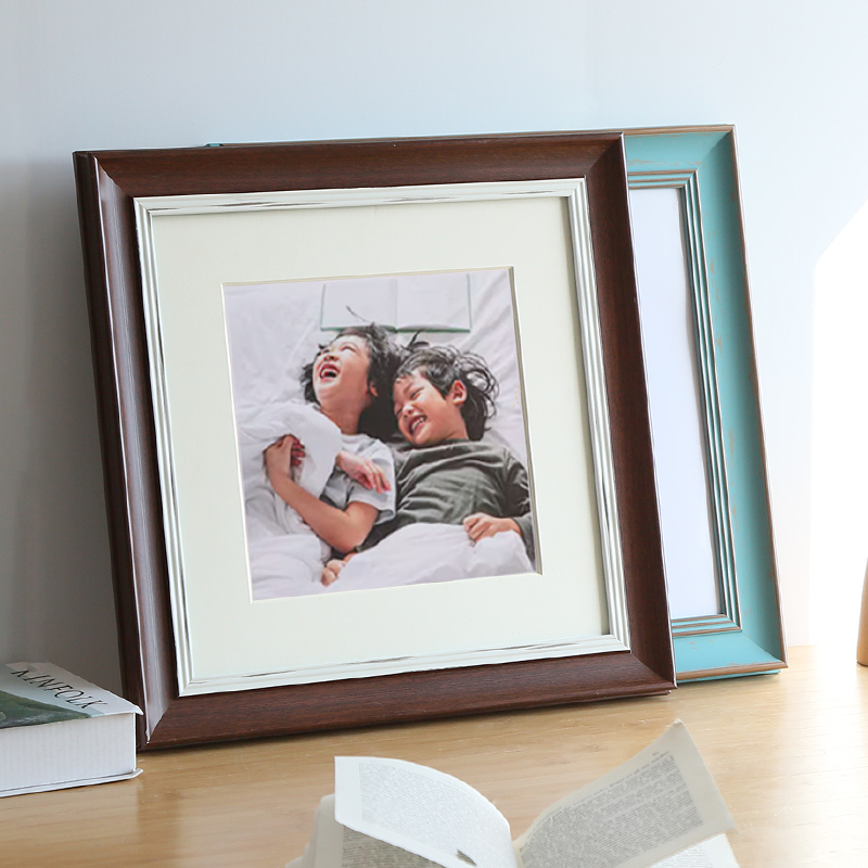 正方形画框复古做旧相框框架装裱框外框25 30 40cm50油画展示摆挂 - 图1