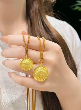 金店同款古法黄财神吊坠