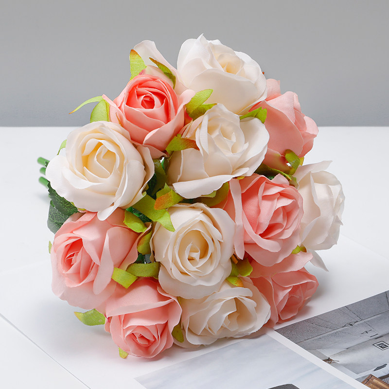 高档小清新仿真花保湿手感玫瑰花假花客厅插花餐桌装饰新娘手捧花,淘宝优惠券,粉丝福利购,淘宝优惠卷