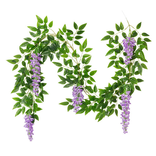 仿真紫藤花豆花串紫罗兰塑料绢花装饰藤蔓植物吊顶花婚庆假花藤条 - 图3