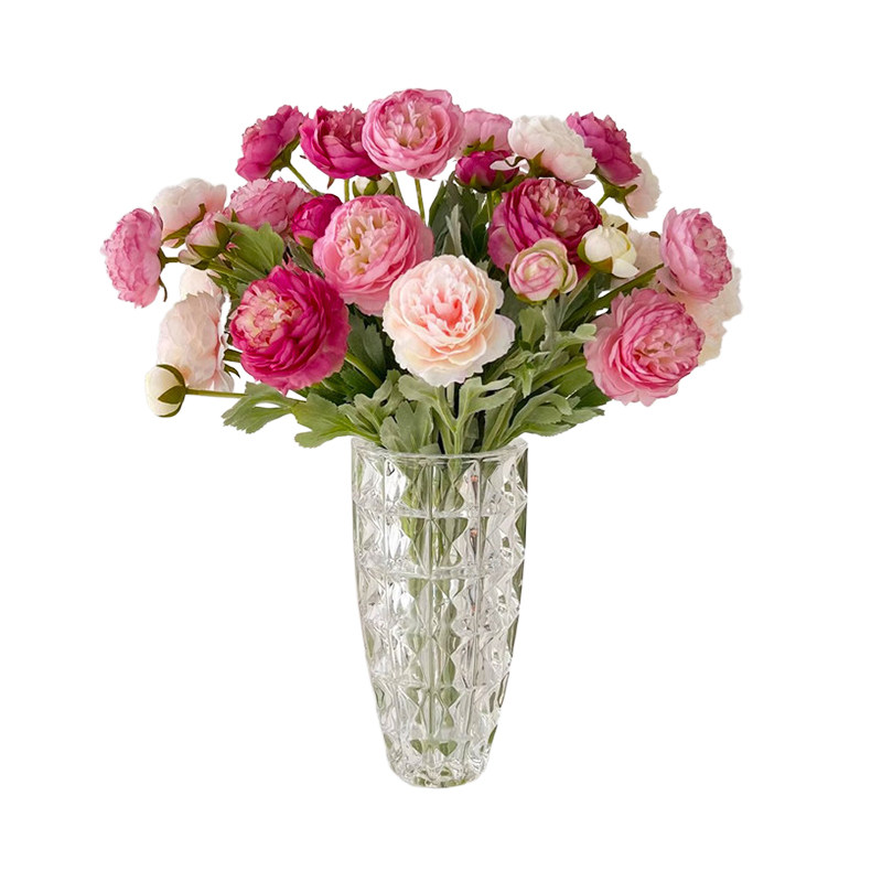 露莲仿真花假花摆设花束客厅餐桌装饰品花艺摆件洋牡丹花高档插花