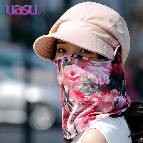 防晒帽子女夏天遮脸一体防紫外线遮阳帽户外专业可调节骑车太阳帽 - 图1
