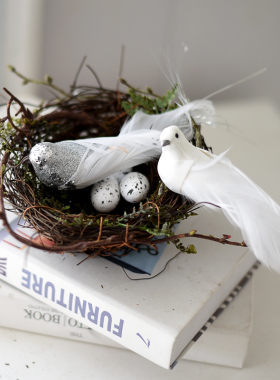 草编假鸟摄影阳台田园道具