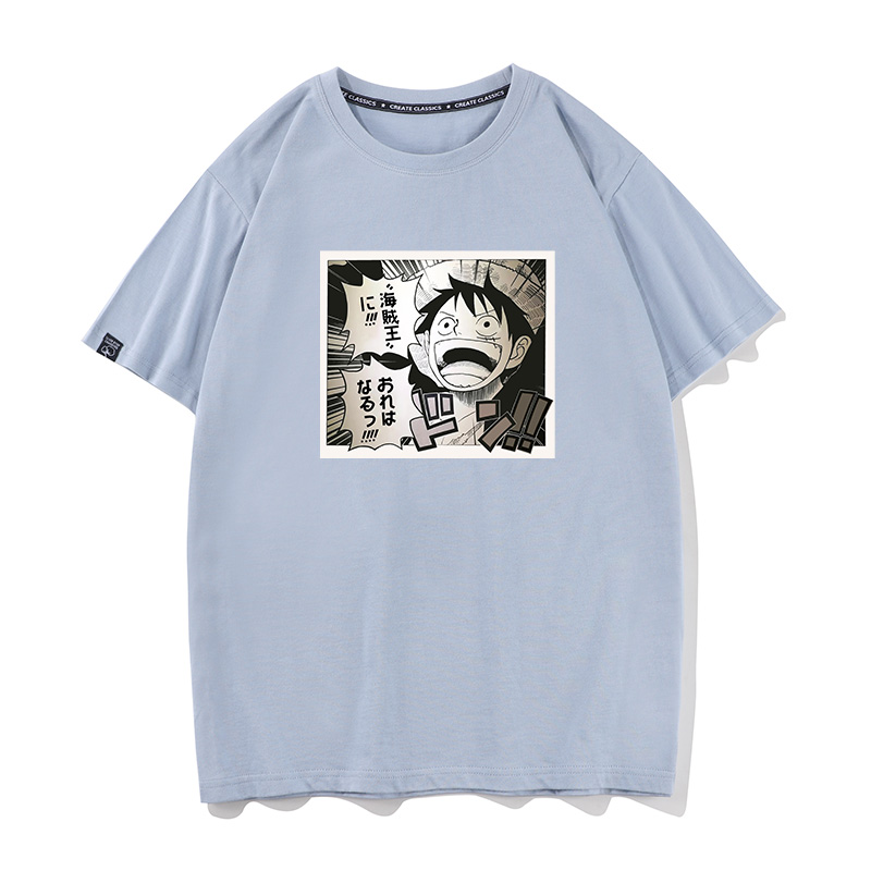 秀洛卡通短袖t恤男装纯棉夏季休闲打底情侣动漫卡通上衣服海贼王 - 图2