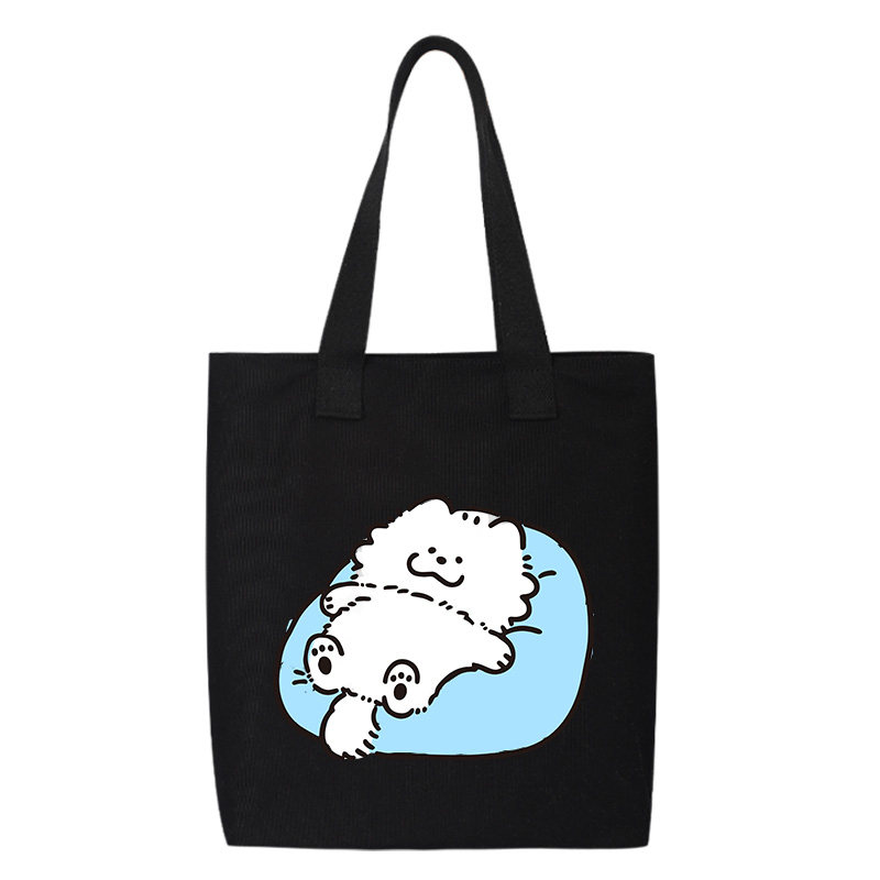 猫猫狗狗图案可爱躺平卡通背包帆布包单肩包斜跨手提包托特包女,淘宝优惠券,粉丝福利购,淘宝优惠卷