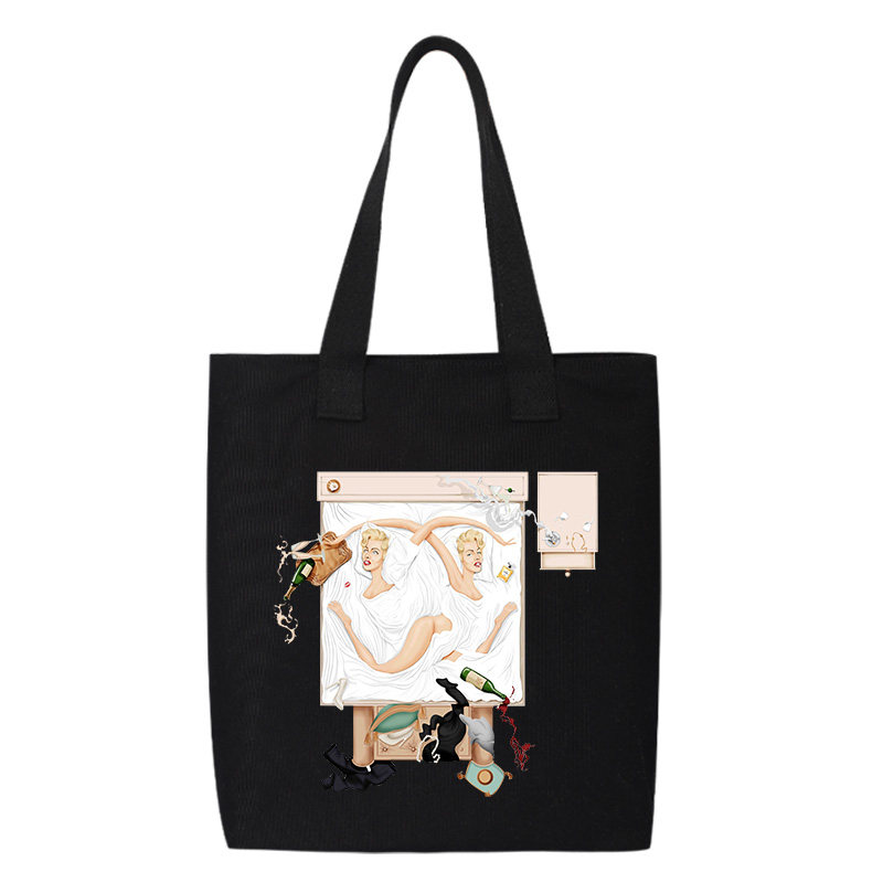 秀洛玛丽莲梦露恶搞同人帆布包学院风背包单肩包简约手提袋托特包,淘宝优惠券,粉丝福利购,淘宝优惠卷