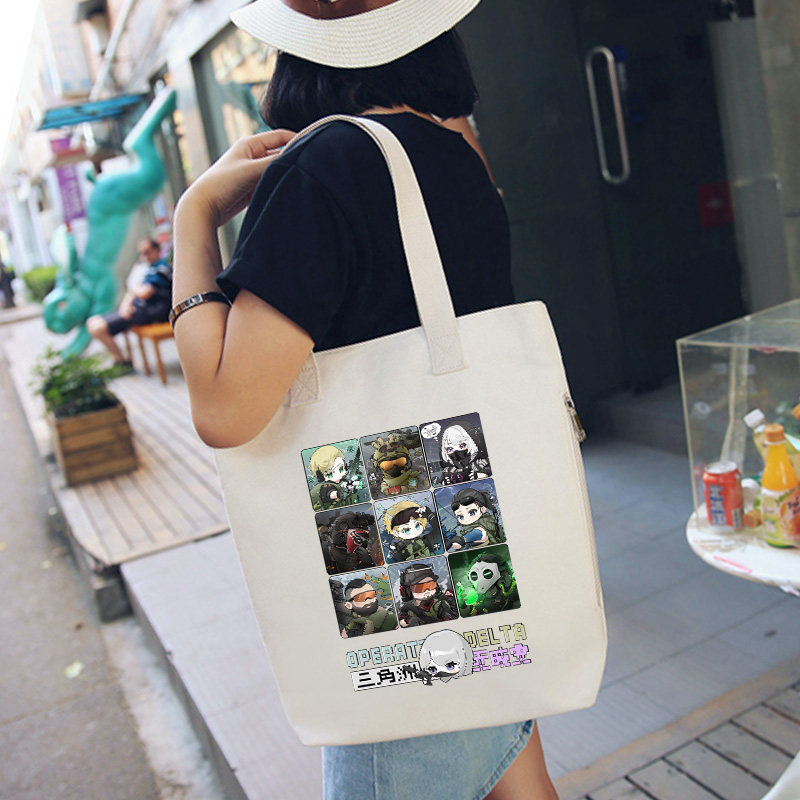 秀洛三角洲行动游戏周边帆布包单肩斜挎手提包托特包女大学生背包,淘宝优惠券,粉丝福利购,淘宝优惠卷