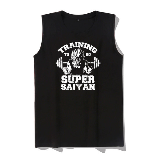 孙悟空超级赛亚人健身房撸铁训练锻炼身体无袖T恤纯棉运动汗背心