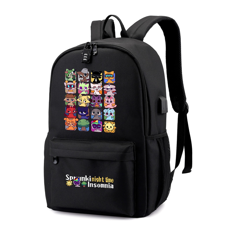 秀洛节奏盒子sprunki周边小学生书包三到六年级密码锁双肩包背包 - 图0