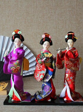 艺妓绢人偶和服娃娃日式歌舞伎家居摆件料理餐厅寿司店铺装饰