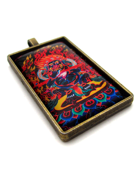 YC4836新款大号长方玛哈嘎拉唐卡古青铜佛牌挂坠法会结缘吊坠定制