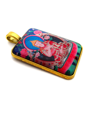 YC23A47新款精品宗喀巴大师古金铜合金佛像牌法会结缘小吊坠定制