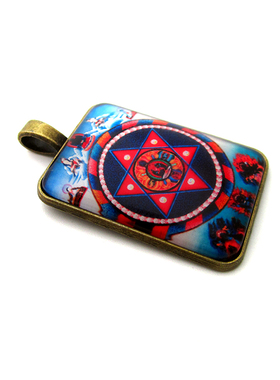 YC2391新款古青铜藏地作明佛母坛城唐卡合金佛牌吊坠法会结缘挂牌