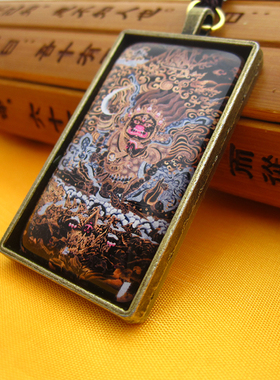YC4811新款大黑袍金刚唐卡古青铜合金佛牌挂坠法会结缘吊坠定制