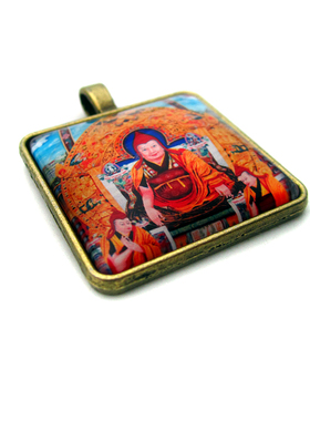 YC3057精品藏地觉囊派法王笃布巴古青铜合金佛牌上师佛像吊坠定制