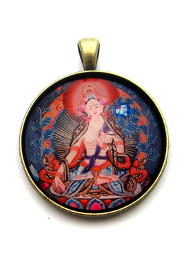 YC634新款精品白度母唐卡古青铜合金佛牌吊坠藏地法会结缘小饰品