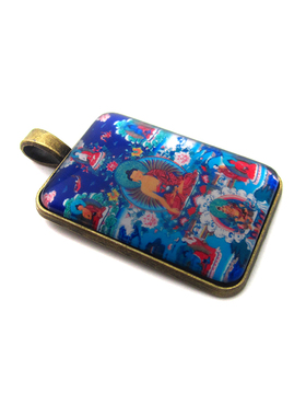 YC2377新款古青铜藏地五方佛唐卡合金佛牌吊坠法会结缘饰品小挂牌