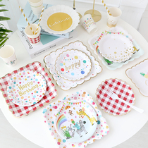 Picnic Tray Disposable Paper Tray Children Party Cutlery Dessert Table Swing Pieces White Sauces Birthday Party Cake Dishes