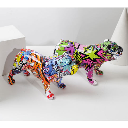 炫彩动物小型英国斗牛犬树脂工艺品家居装饰软装创意客厅桌面摆件