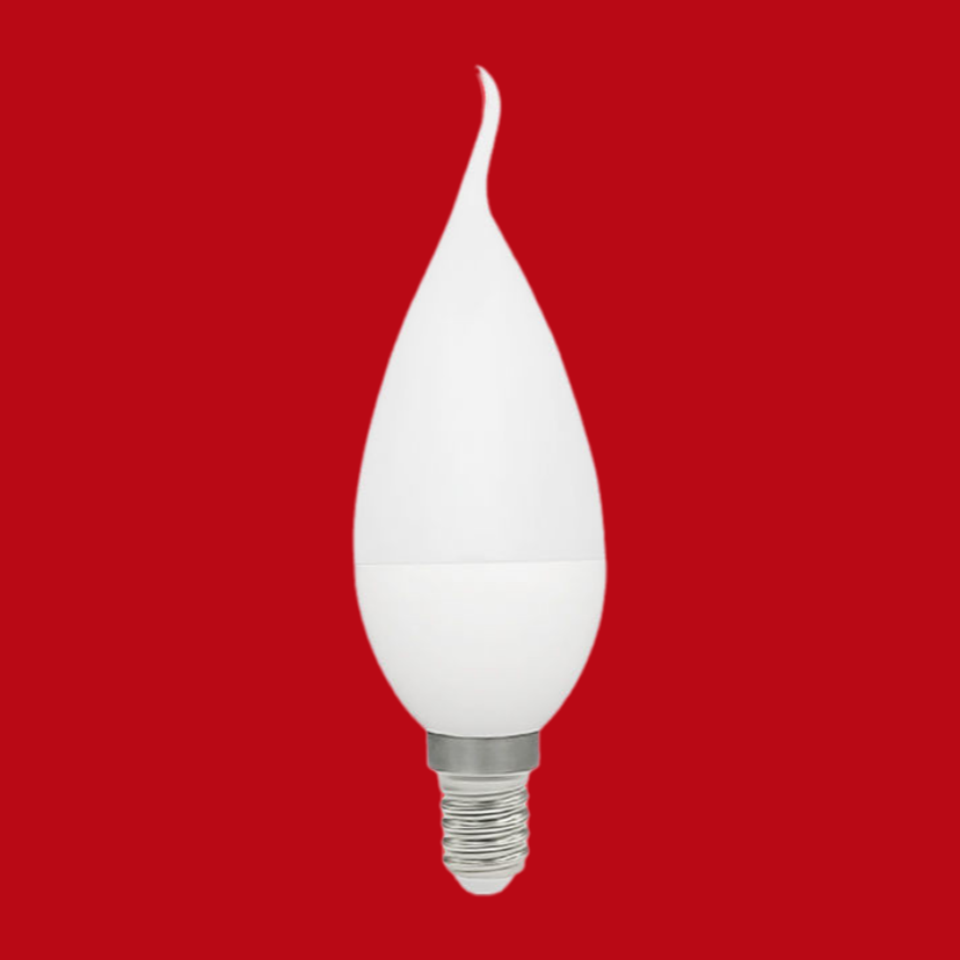 超亮LED蜡烛灯泡细口E14小螺口拉尾暖光尖泡灯客厅水晶吊灯节能灯 - 图1