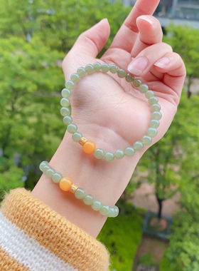 天然手链手串太阳石蓝水翡翠算盘珠极细致蜜蜡紫锂辉女式手环