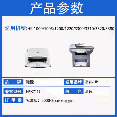 捷能适用惠普HP15A硒鼓C7115A非易加粉15a HP1000墨盒HP1200 3300一体不干胶激光打印机硒鼓 - 图1