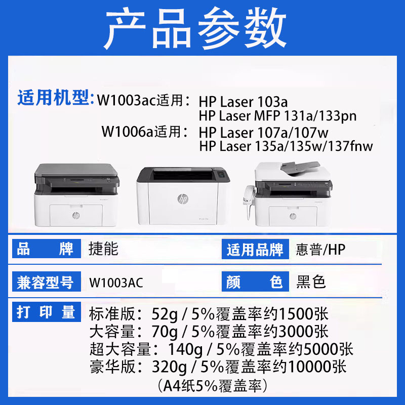 适用惠普103a硒鼓hp131a W1003ac墨盒HP Laser MFP133pn打印机碳粉盒131a硒鼓1003ac易加粉墨粉盒一体机 - 图1