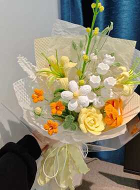 花束礼物毛线花成品成人礼礼物女孩十八岁花束手工编织毛线花成品