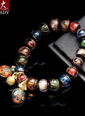 手工同款香灰琉璃手串绿色香灰一家三口十全十美宫廷手链手环腕饰