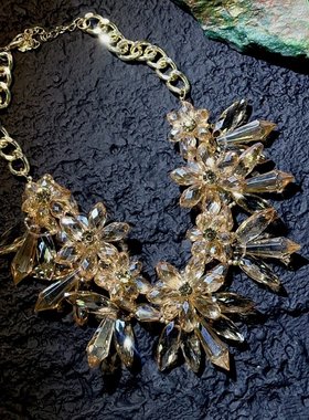 花朵奢华水滴套装耳环项链