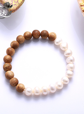 LINGLADY天然木质串珠手链女复古文玩流苏手串时尚饰品