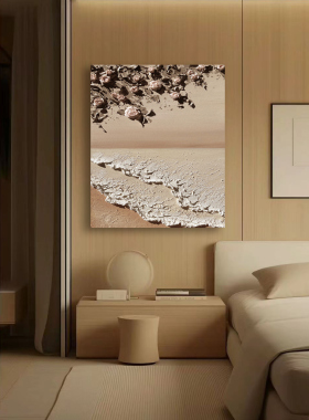原创手绘大芬纯手绘海浪肌理客厅挂画玄关装饰画卧室软装现代油画