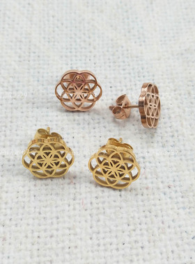 种几何立方体 耳环 耳坠 耳钉 不锈钢饰品