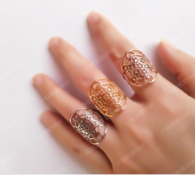 斯里丰盛 几何立方体花形 指环 戒指 不锈钢饰品